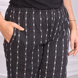 wakshi Women Regular Fit Black Cotton Blend Trousers image 5