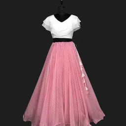 rivasha fashion Polka Print Stitched Lehenga & Crop Top image 2