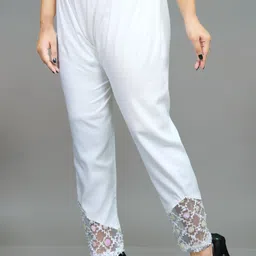sms collection Women Regular Fit White Cotton Blend Trousers-picture-21