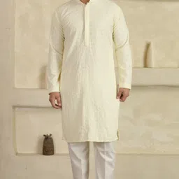 lemonx Men Embellished Viscose Rayon Straight Kurta image 5