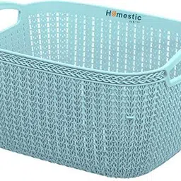 homestic Plastic Q-5 Unbreakable Plastic Medium Size Flexible Storage Baskets (Light Blue) Storage Basket image 4
