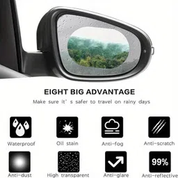 asta hub Anti Fog Film for Car Mirror Sticker Car Mirror Rain Blocker image 3