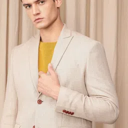 mr bowerbird Men Self Design Single Breasted Formal Blazer image 2