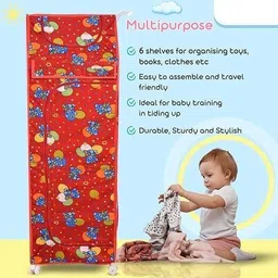 porchex 2 Door 6 Shelf Fabric Plastic PP Collapsible Wardrobe image 4