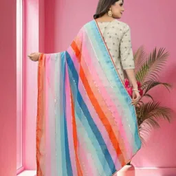 jayu Georgette Embroidered Multicolor Women Dupatta image 2