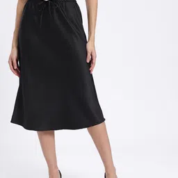 glitchez Women Solid A-line Black Skirt-picture-10