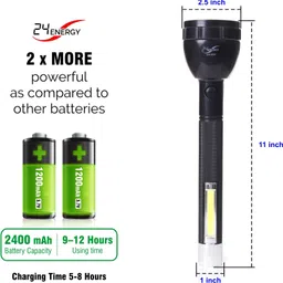 en 24 ENERGY 2 In 1 Rechargeable torch light Dual Mode Upto 900 Meter Flashlight 10 hrs Torch Emergency Light image 3