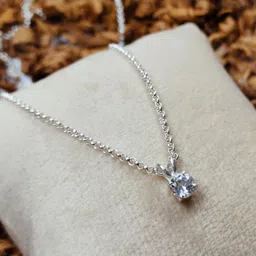 Zarkan 925 Hallmark Silver Zircon Pendant with Link Chain Rhodium Sterling Silver Pendant image 1
