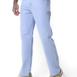 Men Loose Fit Mid Rise Light Blue Jeans-image-90