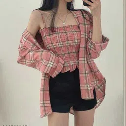 beautycreation Women Regular Fit Checkered Spread Collar Casual Shirt image 2