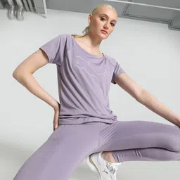 Women Solid Crew Neck Polyester Purple T-Shirt-image-72