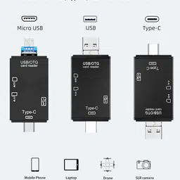 Smart Fitness Compatible with Android, PC, Laptop, DSLR Card Reader USB OTG Card Reader Type-C & USB-A Supports Micro SD Card USB Card Adapter Card Reader-picture-48
