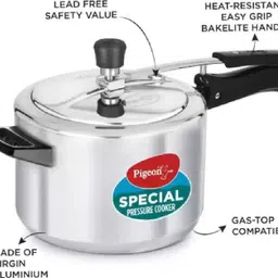 pigeon Star Combi Aluminium Pressure Cooker Inner Lid 3 L, 5 L Induction Bottom Pressure Cooker image 3