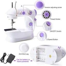 lateshop Mini Sewing Machine with Extension Table, Portable Dual Speed ​​Beginner Sewing Machine with Light For Home, Travel, Kids, Beginners Electric Sewing Machine image 2