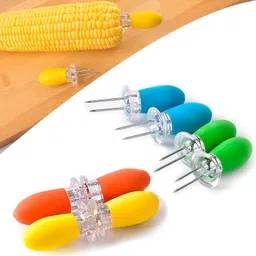primetreads Corn Cob Holders with Silicone Handle Disposable Stainless Steel Fruit Fork Set-picture-43