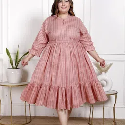 Women Ethnic Dress Pink Midi/Calf Length Dress-image-10