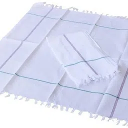 GUNTAKAS KHADI PLANE HAND KERCHIEF PACK OF 10 . KING SIZE 22*22 INCHES SUITABLE FOR ALL MEN AND WOMEN ["White"] Handkerchief-picture-25