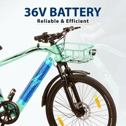 gosporty Battery-Powered Cycle for Urban Commuters | E-Cycle with Front Basket | Tire 26 inches Single Speed Lithium-ion (Li-ion) Electric Cycle image 3