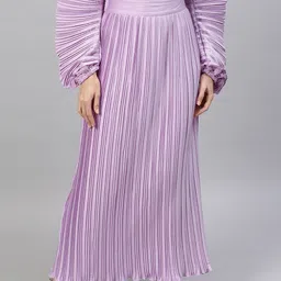 street9 Women Solid Pleated Purple Skirt image 1
