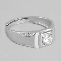 zavya Sterling Silver Cubic Zirconia Rhodium Plated Ring image 4
