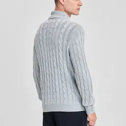 snitch Men Self Design Collared Neck Grey Sweater image 2