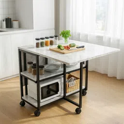 royalthum Folding Kitchen Counter Table | Multi-Purpose Dining, Study, Ironing & Party Wooden Kitchen Trolley-picture-34