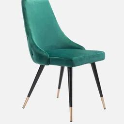 casacraft from pepperfry Davidson Velvet Dining Chair In Turkis Blue & Black Colour image 3
