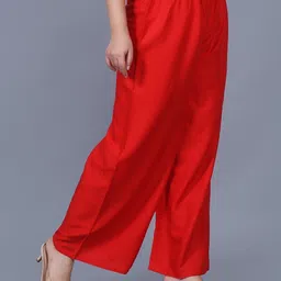 apqrs Women Flared Red Viscose Rayon Trousers image 4