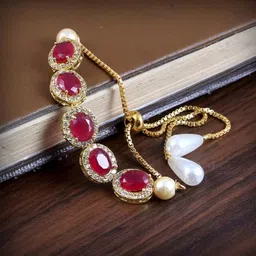 white pearl Bracelet CR : 45 PINK OVAL BRACELATE Kundan Rakhi, Bracelet, Lumba, Chawal Roli Pack, Earrings, Bluetooth Rakhi Set image 1