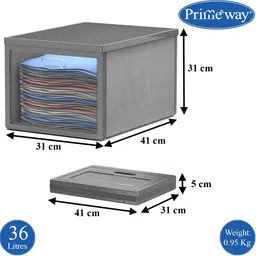 primeway Non Woven Fabric Cabibox with Transparent Door, Folding Closet Organizers, 36Ltr PP Collapsible Wardrobe image 3