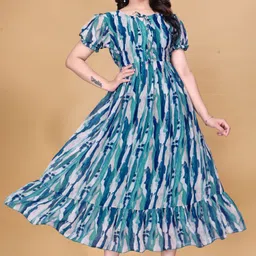 qena Women Fit and Flare Light Green Midi/Calf Length Dress-picture-36