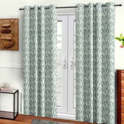 cortina Grey Polyster Abstract 7ft Light Filtering Eyelet 2 Pc Door curtains image 2