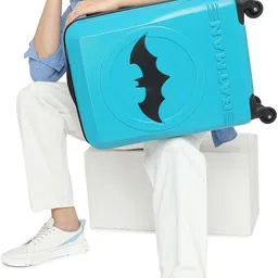 yayavar Small Cabin Suitcase (55 cm) 4 Wheels - BATMAN OFFICIAL MERCHANDISE TROLLEY WITH PREMIUM MOULDED BAT LOGO - Teal image 3