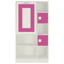 adona Aura Kids Folding Study Desk cum Large Bookshelf in Barbie Pink Colour image 4
