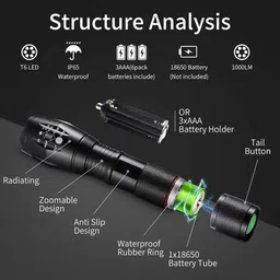 regals choice Compact Rechargeable Flashlight – High Power LED Torch 4 hrs Torch Emergency Light image 4