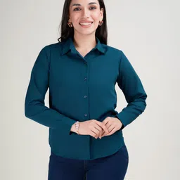 metronaut Women Regular Fit Solid Curved Collar Casual Shirt-picture-10