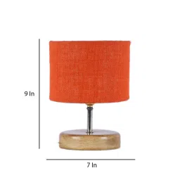 Devansh Wood Table Lamp With Orange Jute Shade by New Era image 5