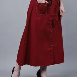 codaisy Women Solid A-line Maroon Skirt image 3