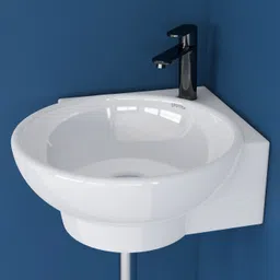 plantex Ceramic Corner Wash Basin/Kitchen/Wall-Hung Hand Wash Basin - (Lily) APS-1061 Corner Basin image 4