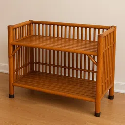 afcane craft 2-Tier Sturdy & Space-Saving Book Shelf for Living Room, Study Room, Office Cane Open Book Shelf image 3