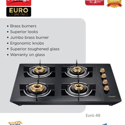 prestige EURO with 8mm Superior Toughened Brass Glass Manual Hob image 3