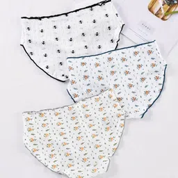 wincly fashion Pack of 3 Flower Print Brief Thin Breathable Fabric Inner Elastic Waistband Women Hipster Multicolor Panty image 2