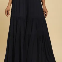 Women Blue Viscose Rayon Trousers image 1