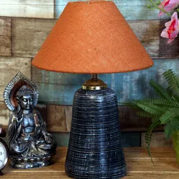 Orange Shade Table Lamp With Terracotta Base By Foziq image 2
