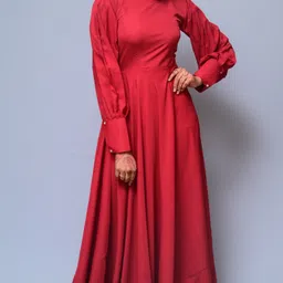 diyaz Women Fit and Flare Maroon Maxi/Full Length Dress-picture-25