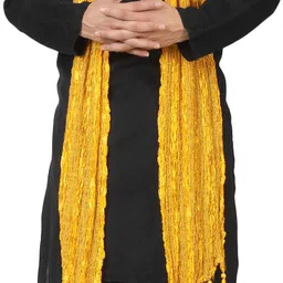 a r silk dupatta hub Art Silk Self Design Yellow Men Dupatta-picture-26