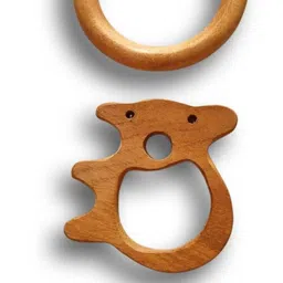 swastha toys Neem Wood Teethers | Combo of TeddyRing Dumbbell Teethers Teether and Feeder image 2