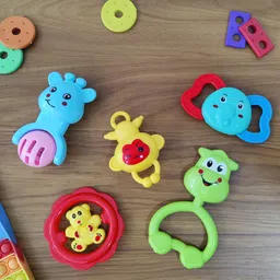 khelosardar Toys Non Toxic Multi Coloured bpa Free Baby Rattle Toys for Kids Pack of 5 Rattle image 5