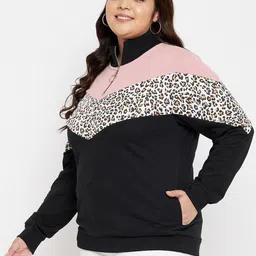 austivo Women Full Sleeve Color Block Sweatshirt image 3