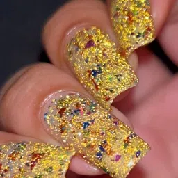 florero High Shine Long & Lasting Non Toxic Professional Nail Polish Glitter Gold image 2